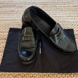 Saint Laurent Glossy Black Loafers Size 40